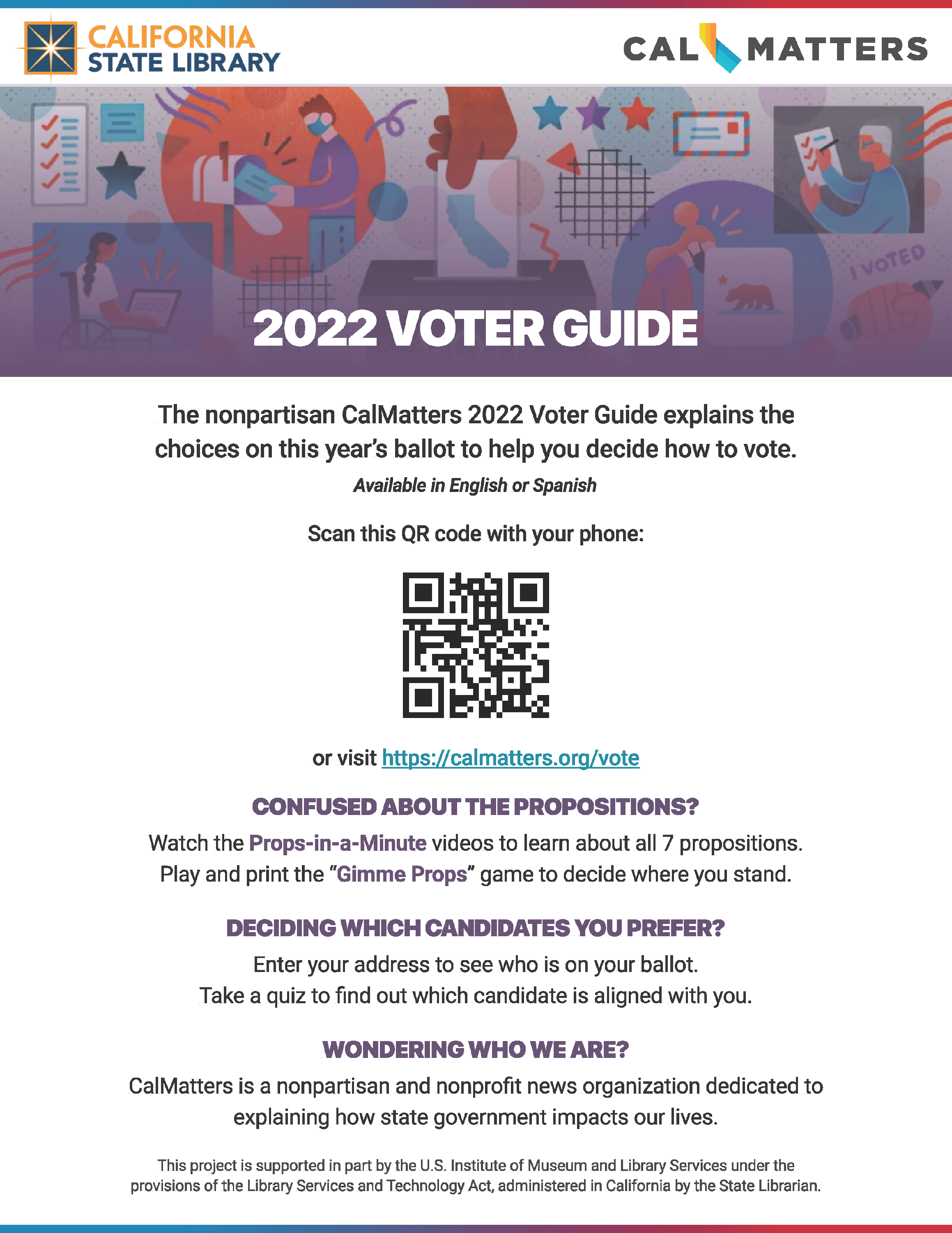 2022 CalMatters Voter Guide - Instructions to patrons - English version